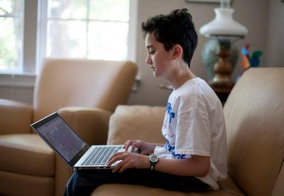 Teen on a laptop