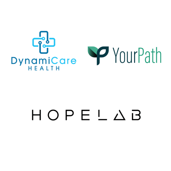 logos on white background for dynamicare health, yourpath and hopelab